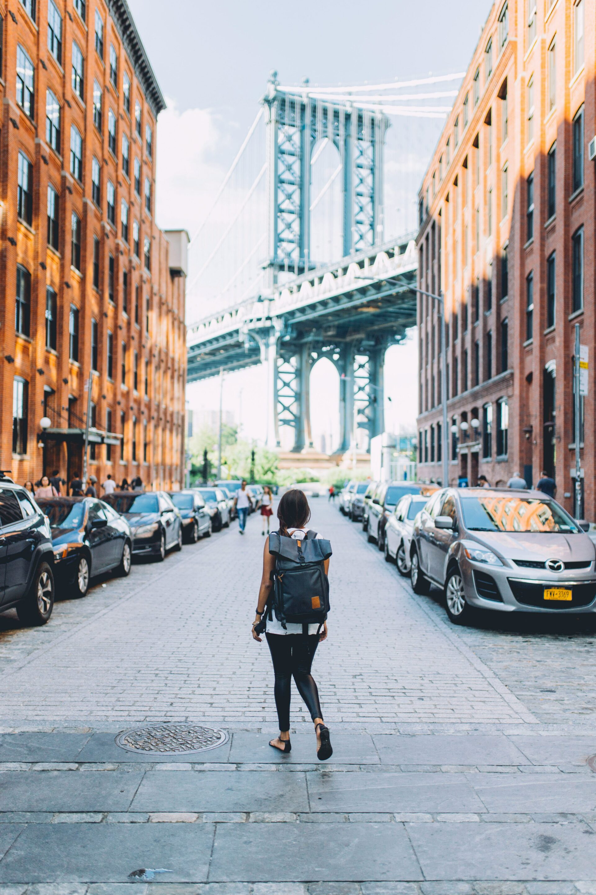 Person-centered in the road, in New York City